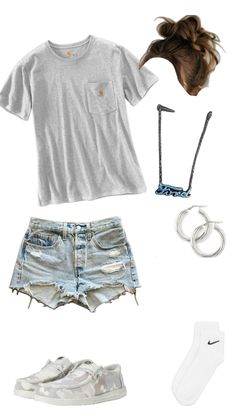 Cute Jean Short Outfits School, Country Style Outfits Summer, Cute Simple Outfits Summer, No Jeans Outfit Ideas, Country Girl Summer Outfits, Outfit Ideas For School Comfy, Theme Park Outfits Universal, Summer Party Fits, Jean Shorts Outfit Summer Casual