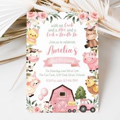 a pink barnyard birthday party with farm animals