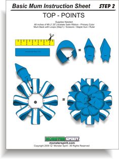 the instructions for how to make an origami top - point pinwheel pattern