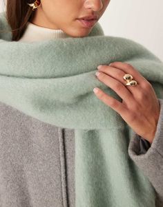 Accessories by ASOS DESIGN This + hot cocoa Rectangular cut Frayed ends Hot Cocoa, Cocoa, Blue Green, Asos, Wool, Green, Blue, Design, Coupe