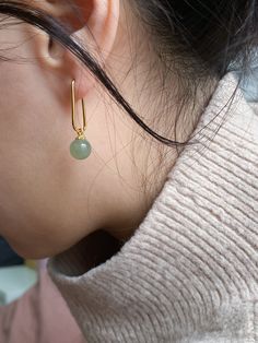 Pin — Green jade bead gold earrings Cool Dangly Earrings, Jade Accessories, Jade Jewellery, Wrist Candy, Jade Earrings, Jade Bracelet, Diamond Charm, Jade Jewelry, Dangly Earrings