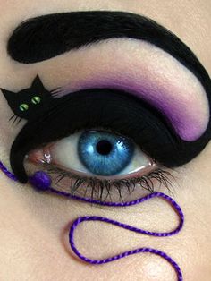 This could be an idea one night for Goth Weekend. . . Absolutely amazing idea! Wish I could be allows to get away with this all the time... Crazy Eye Makeup, Fantasy Make-up, Makeup Illustration, Purple Stuff, Halloween Eye Makeup, Cat Eye Makeup, Halloween Eyes, Smink Inspiration, Crazy Eyes