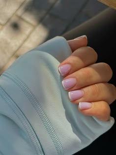 Gel Overlay, White french tip w/ lilac base Lilac Nails With French Tip, Light Purple Nails With White French Tip, Purple Nails White Tips, French Nails Lavender, Purple Nail French Tip, Light Purple Nails Coffin, Purple And White French Tip Nails, Lilac And White Nails, Lavender And White Nails