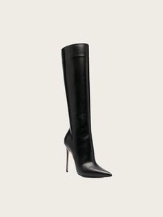 Brand Description: The Prestyn High-Stiletto Boots redefine modern elegance with a daring and sleek silhouette. These boots are crafted from premium PU leather, offering a refined, glossy finish that instantly elevates any outfit. With a 12cm stiletto heel, they add a confident lift while maintaining comfort through soft lining and a structured design. Perfect for nights out, formal events, or making a statement in everyday wear, these boots elongate the leg and exude a sophisticated, bold charm Elegant Evening Heeled Boots With Reinforced Heel, Elegant Winter Heels, Modern High Heeled Boots For Night Out, Modern High Heel Boots For Night Out, Evening Boots With Sculpted Heel, Fitted High Heel Boots For Office, Fitted Knee-high Boots With Pointed Toe For Office, Fitted Knee-high Boots With Sculpted Heel And Pointed Toe, Evening Heeled Boots With Branded Heel Counter