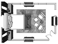 an overhead view of a living room and dining area with couches, tables, chairs