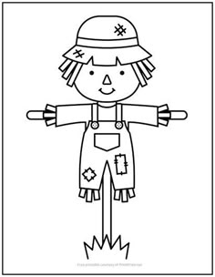 a black and white drawing of a scarecrow