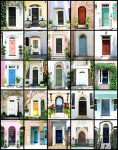 a collage of doors and windows in different colors, sizes and shapes are shown