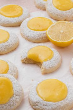 lemon cookies with powdered sugar on top