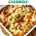 a casserole with cheese and vegetables in it