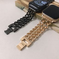 Premium Steel luxury Strap For Apple Watch Series 6 5 4 Band Women Fas – www.Nuroco.com Trendy Gold Rectangular Watch Bands, Trendy Gold Chain Watch Bands, Trendy Metal Apple Watch Band, Trendy Metal Chain Apple Watch Band, Trendy Black Metal Watch Bands, Metal Rectangular Watch Bands With Bracelet Strap, Metal Apple Watch Band With Bracelet Strap, Modern Chain Link Apple Watch Band, Metal Rectangular Apple Watch Band With Bracelet Strap