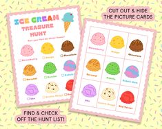 the ice cream and cookie hunt game is shown