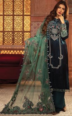 Velvet Dress Designs in Pakistan in Best fabric embroidered velvet dresses Pakistani Velvet Dresses, Dresses Nightclub, Pakistani Suits Online, Velvet Sleeve, Pakistani Fancy Dresses