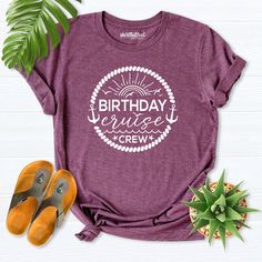 Birthday Cruise Crew Shirts, Birthday Cruise party shirt, Girl Cruise squad shirt, Birthday Cruise Vacation Shirt, Birthday Cruise tee Shirt Hello! Thank you for supporting small businesses. My main priority here is the satisfaction of my customers. My t-shirts are Bella+Canvas brand. If Bella+Canvas is out of stock, I will send it from a brand of the same size and quality. If you want to see this design on the SWEATSHIRT you can buy it from the link below.https://etsy.me/3LS0Viz T-shirts are co Summer Birthday Gift T-shirt With Short Sleeves, Casual Purple T-shirt For Birthday, Casual Purple Birthday T-shirt, Summer Crew Neck Top For Birthday Gift, Purple Graphic Print T-shirt For Birthday, Casual Crew Neck T-shirt For First Birthday, First Birthday Funny Print Crew Neck T-shirt, Pre-shrunk Summer Birthday T-shirt, Summer Birthday Pre-shrunk T-shirt