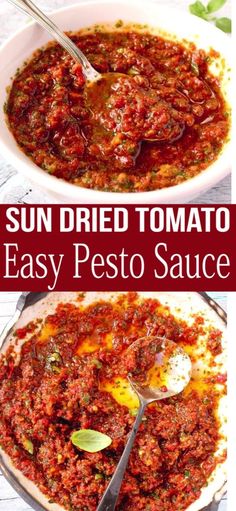 sun dried tomato easy pesto sauce in a bowl