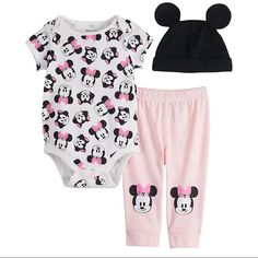 New With Tags Disney Jumping Beans Cute 3pc Minnie Mouse Set Newborn Price Is Firm, But Bundle For A Discount Ships By Next Business Day Cross Posted Cute Mickey Mouse Cotton Sets, Cute Cotton Mickey Mouse Sets, Playful White Minnie Mouse Sets, White Minnie Mouse Playtime Sets, Minnie Mouse Baby, Mickey Mouse Outfit, Mouse Outfit, Disney Baby Clothes, Cricut Tips