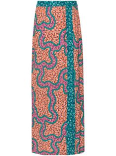 orange/multicolour all-over graphic print rear zip fastening column silhouette side slit straight hem long length Dvf Diane Von Furstenberg, Versace Outfit, Printed Maxi Skirts, Iconic Bags, Demi Fine Jewelry, Ballet Flat Shoes, Printed Maxi, Lady Dior, Accessories Branding