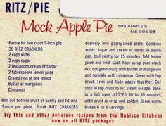 an old recipe card for apple pie