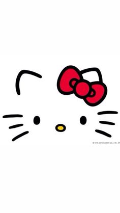 an image of a hello kitty face with a red bow on it's head