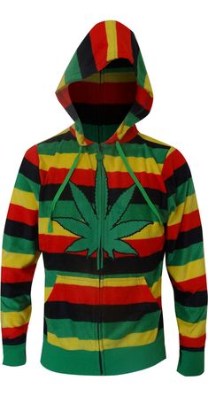 Wear it at 4:20 or anytime! These awesome hoodies are a colorful Rasta inspired striped pattern. These ultra soft hoodies are super cozy! This soft fleece hoodie has a full zip and two pockets. There is also a large pot leaf on the front. Unisex sizing, generous cut. Rasta Dress, Rasta Clothes, Custom Sneakers Diy, Lounge Pants Womens, Footie Pajama, Swag Outfits For Girls, Funny Tee Shirts, One Piece Pajamas, Men Fashion Casual Outfits