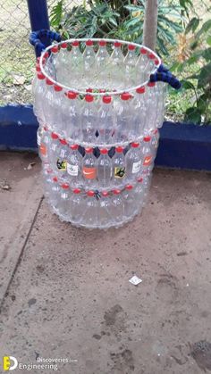 a large plastic bucket filled with lots of water