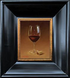 a painting of a glass of red wine