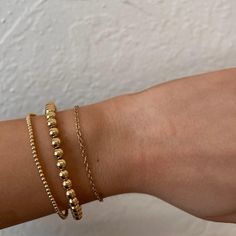 Bead Stretch Bracelet - Nashelle Bead Bracelet Stack, Gold Beaded Bracelets, Gold Bead Bracelets, Beaded Stretch Bracelet, Arm Candy, Bracelet Stack, Bead Bracelet, Stretch Bracelet, Gold Beads