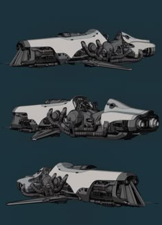 three different views of a futuristic vehicle