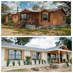 before and after photos of a mobile home