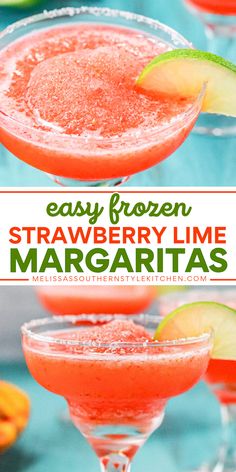 Looking for a spring drink idea or a fun summer frozen treat? Make this easy Frozen Strawberry Lime Margarita or with tequila to have a family-friendly mocktail or full throttle adult drink. Have fun making and sipping this refreshing summer cocktail! Frozen Limeade Margarita Recipe, Strawberry Lime Margarita Recipe, Strawberry Lemonade Margarita, Strawberry Lime Margarita, Frozen Limeade Margarita, Canadian Drinks, Limeade Margarita, Alcoholic Recipes, Lime Margarita Recipe