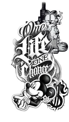 an image of mickey mouse with the words one life, one flame and two faces