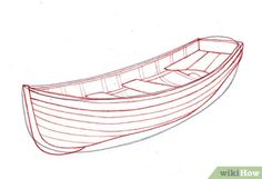 a drawing of a boat that is not in the water, and has two oars on