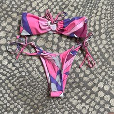 Multicolored, Pink, Bandeau Bikini Set From Shein. Never Worn Sanitary Pad Intact. Purple Stretch Strapless Tube Top, Multicolor Strapless Stretch Swimwear, Strapless Purple Swimwear For Summer, Purple Bandeau Swimwear For Party, Pink Stretch Tube Top For Beach, Pink Stretch Tube Top For The Beach, Purple Summer Tube Top For Beach, Purple Tube Top For Beach Summer, Purple Strapless Tube Top For Beach