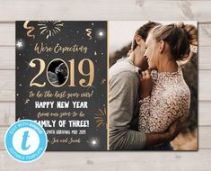 a new year's eve photo card with fireworks on it and the words, we are