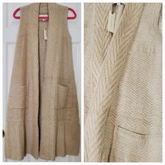 Nwt Anthropologie Angel Of The North Longline Sweater Vest Size S Really Nice Quality, Has Good Weight To It, Soft And Cozy, Blend Of Wool, Nylon And Cotton Beige/Cream Color 2 Pockets Slits On The Side Boho Cozy See Photos For Approximate Measurements Sleeveless Cream Outerwear For Fall, Boho Cozy, Longline Sweater, Angel Of The North, Wool Blend Sweater, Color 2, Long A Line, Sweater Vest, Cream Color