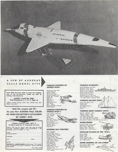 an advertisement for the model airplane is shown in black and white, with information about it