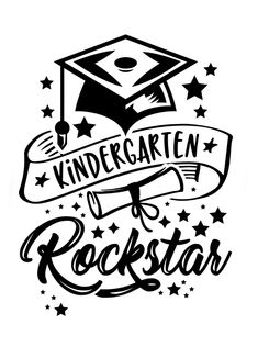 a black and white drawing of a graduation cap with the words rock star on it