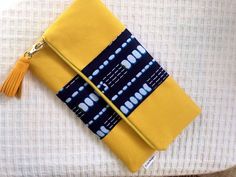 Yellow foldover Clutch Bag by 2chicdesigns on Etsy Yellow Rectangular Clutch For Summer, Yellow Rectangular Summer Clutch, Foldover Clutch, Leather Tassel, Lemon Yellow, Diy Accessories, Evening Bags, Clutches, Clutch Bag