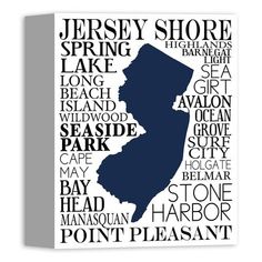 a black and white map of jersey shore with the words in different languages on it