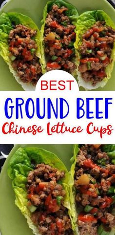 lettuce cups filled with Chinese ground beef filling and sauce Lettuce Wraps Hamburger, Asian Beef Lettuce Cups, Recipes For Lettuce Wraps, Chinese Lettuce Cups, Teriyaki Beef Lettuce Wraps, Lettuce Cups Recipe, Asian Ground Beef Lettuce Wraps, Ground Beef Lettuce Cups, Ground Beef Lettuce Wraps Easy