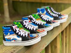 Custom Hand Painted Vans For Kids Toddlers Sonic The Hedgehog Shoes, Vans For Kids