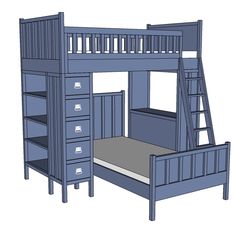 bunk bed with stairs and drawers