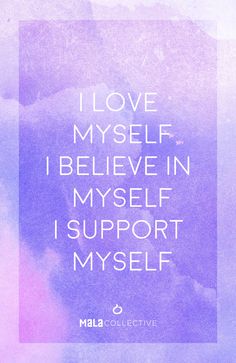 the words i love myself believe in myself, i support yourself on purple and blue watercolor background