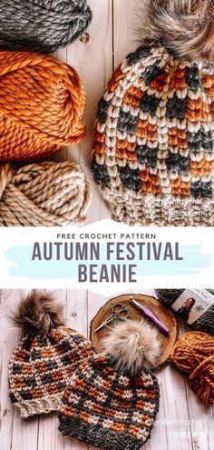 the autumn festival beanie is knitted and ready to be used as a hat