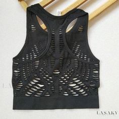 Lasaky - Sleeveless Hollow Out Athletic Tank Top for Yoga and Fitness, Quick-drying and Breathable, Slim Fit Vest Grandma Fashion, Beaded Ankle, Ankle Strap Shoes, Lace Camisole, Sport Tank Tops, Active Wear Outfits, Womens Activewear, Colorful Fashion, Workout Tops