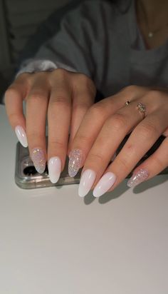 Shop our Influencers' top picks on Amazon Classic Prom Nails, Almond Nail Glitter, Classic Summer Nails, Classy Graduation Nails, Nail Inspo Aesthetic, Do It Yourself Nails, Sheer Nails, 2024 Nails, Summery Nails