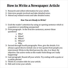 a paper with the words how to write a newspaper article