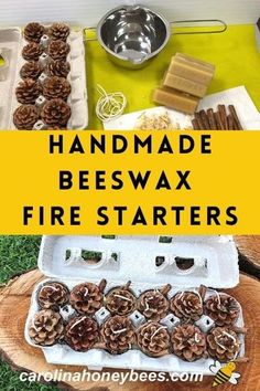 the homemade beeswax fire starter is ready to be used