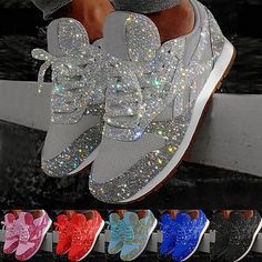 Casual Tennis Shoes, Mode Rose, Casual Slip On Shoes, Sparkle Shoes, Woven Shoes, Bling Shoes, Glitter Sneakers, Glitter Shoes, Silver Shoes