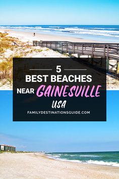 the beach and boardwalk with text overlay that reads 5 best beaches near charleston, usa