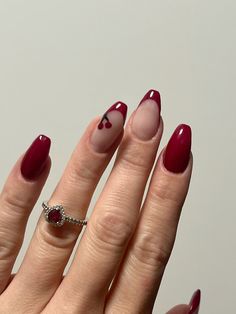 #nailart #cherry #nails #rednails #red #pandora Short Cute Red Nails, Nail Inspo Cherry Red, Red Cherry Nails Acrylic, Cherry Nails Aesthetic, Original Nails Designs, Europe Trip Nails, Red Nails With Cherries, Cherry Coke Nails, Red Gel X Nails